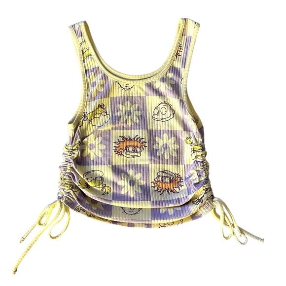 Y2K Nickelodeon Ruched Tank Top – Rugrats Flower Patch Print (Size M) - Picture 1 of 2